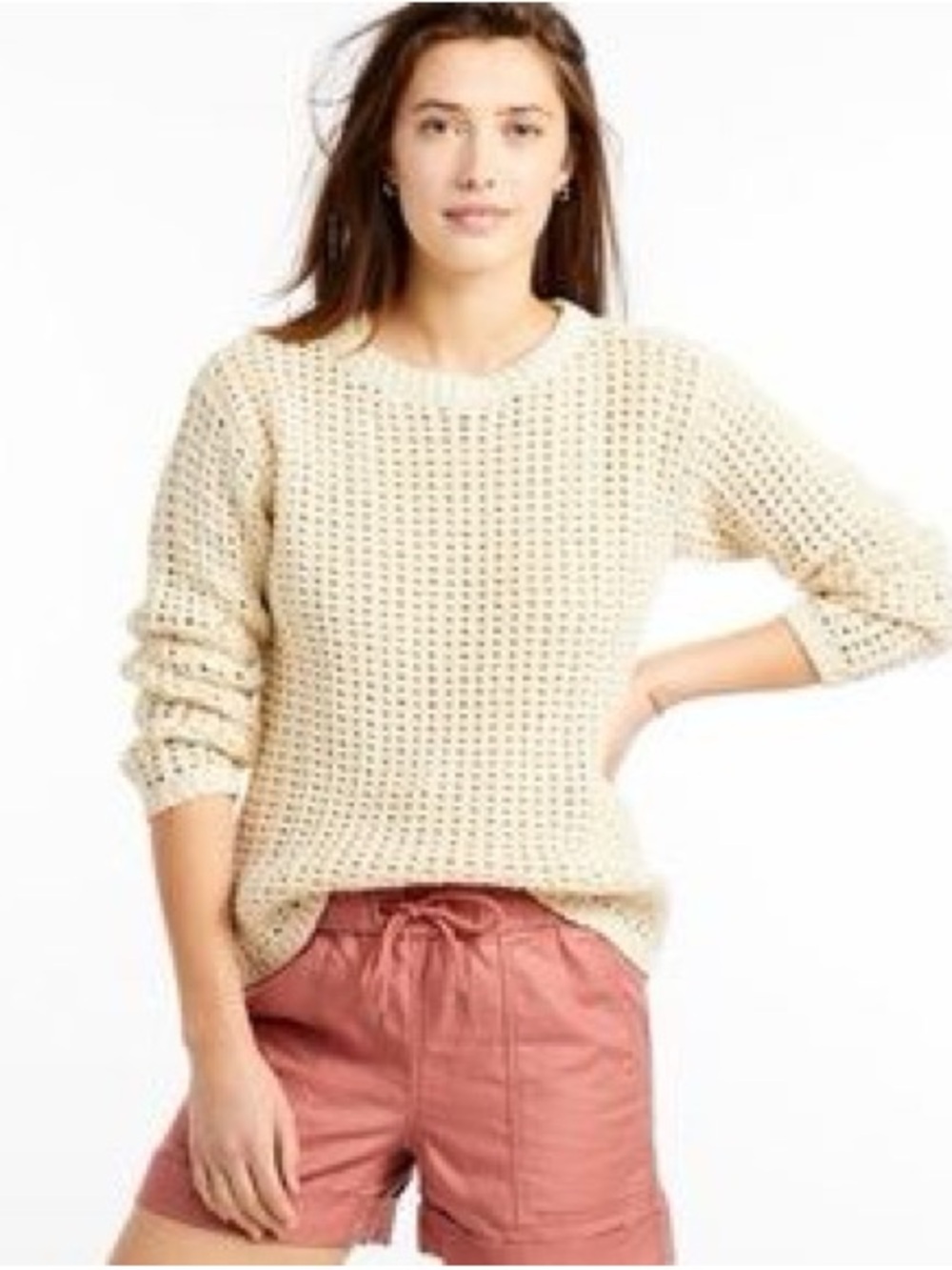 L.L. Bean Cream Open-Weave Sweater